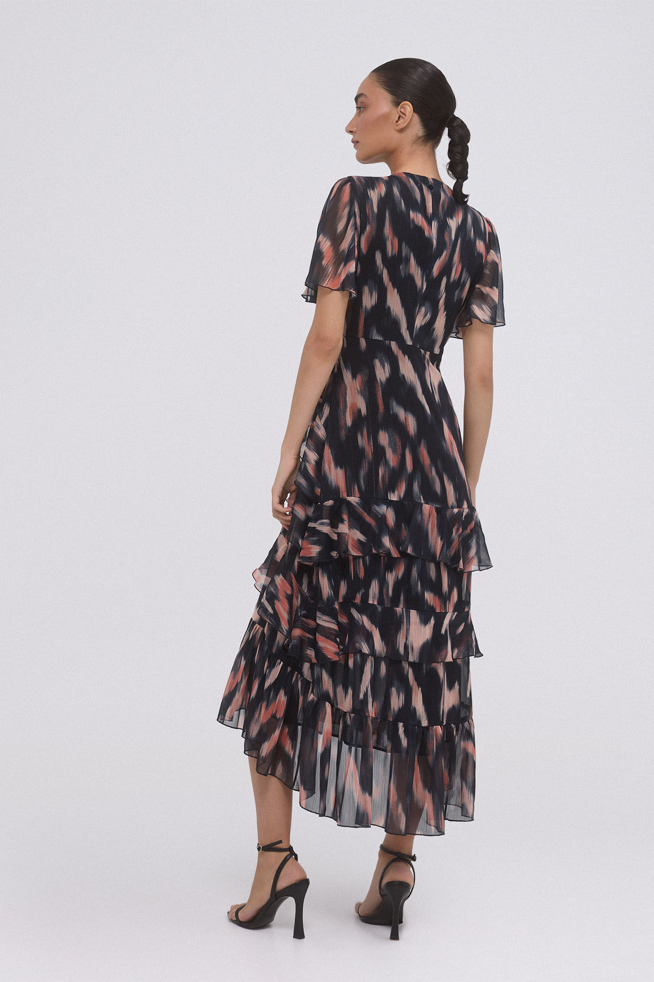 Pedro del Hierro Vestido midi con volantes Gris