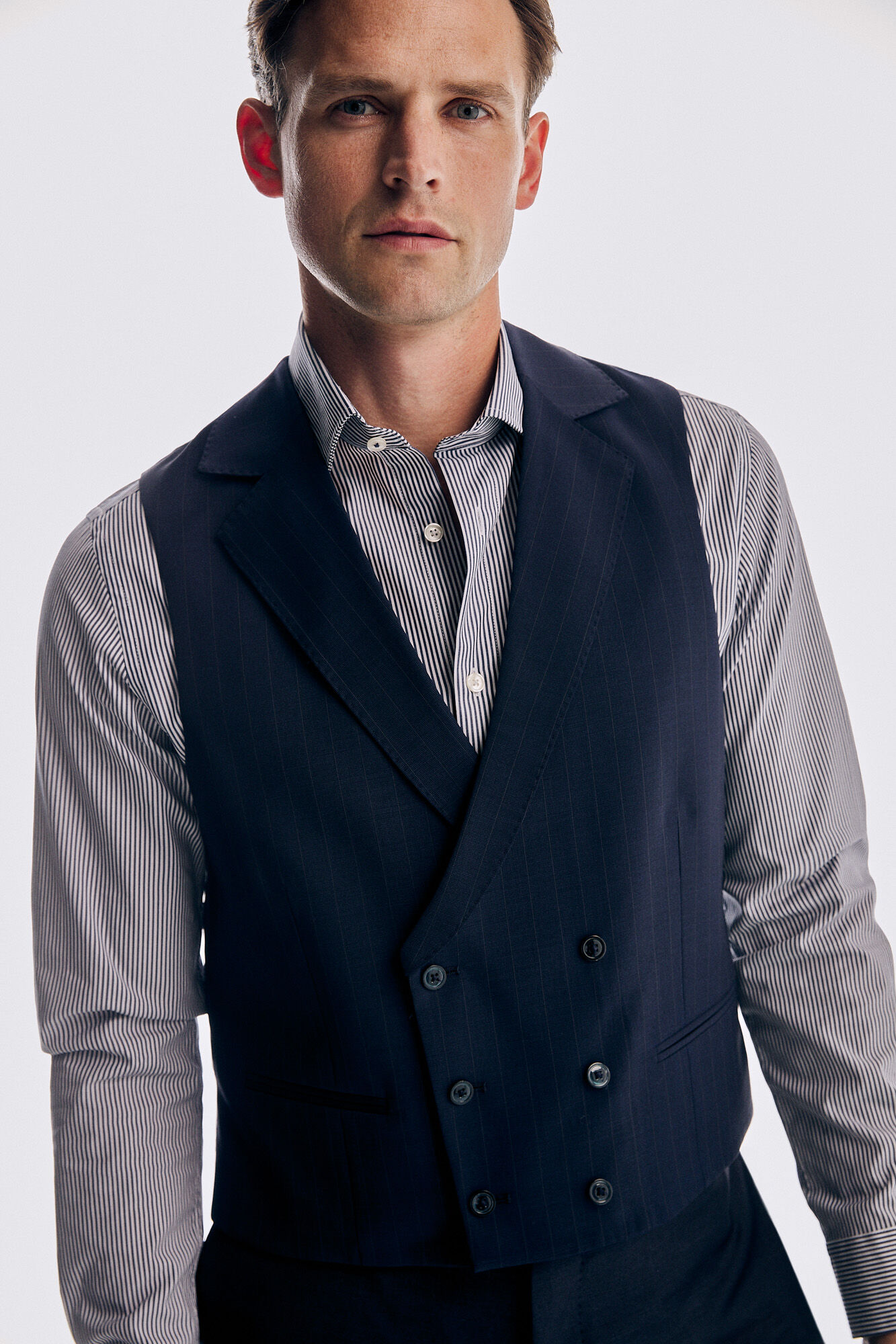 Pedro del Hierro Colete &agrave;s riscas tailored fit Azul