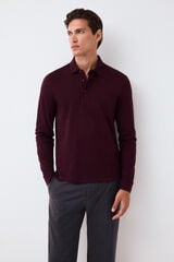 Pedro del Hierro Piqu&eacute; long sleeve polo shirt Burgundy
