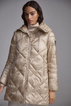 Pedro del Hierro Hooded diamond parka Ecru