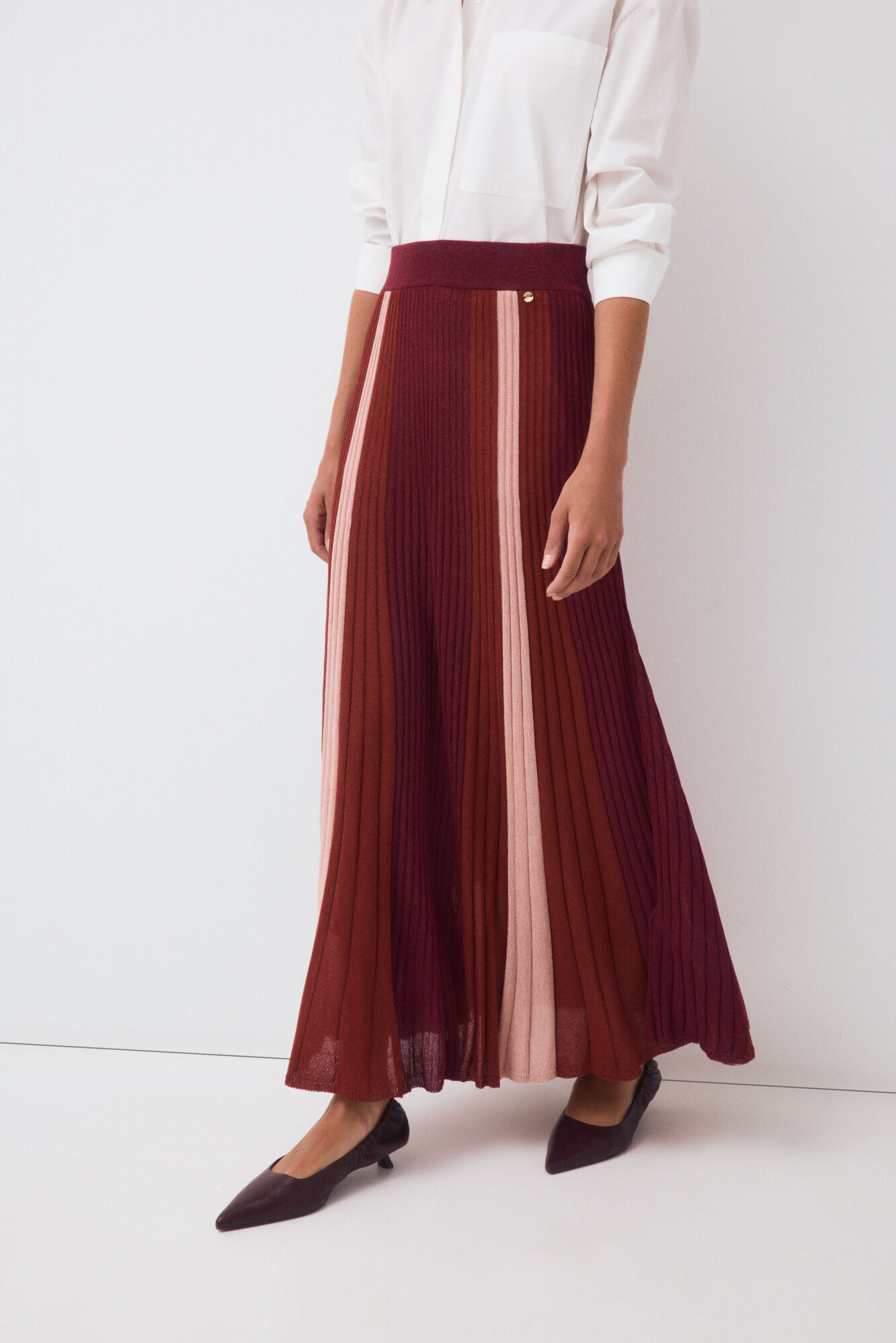 Pedro del Hierro Multicoloured lurex knit pleated skirt