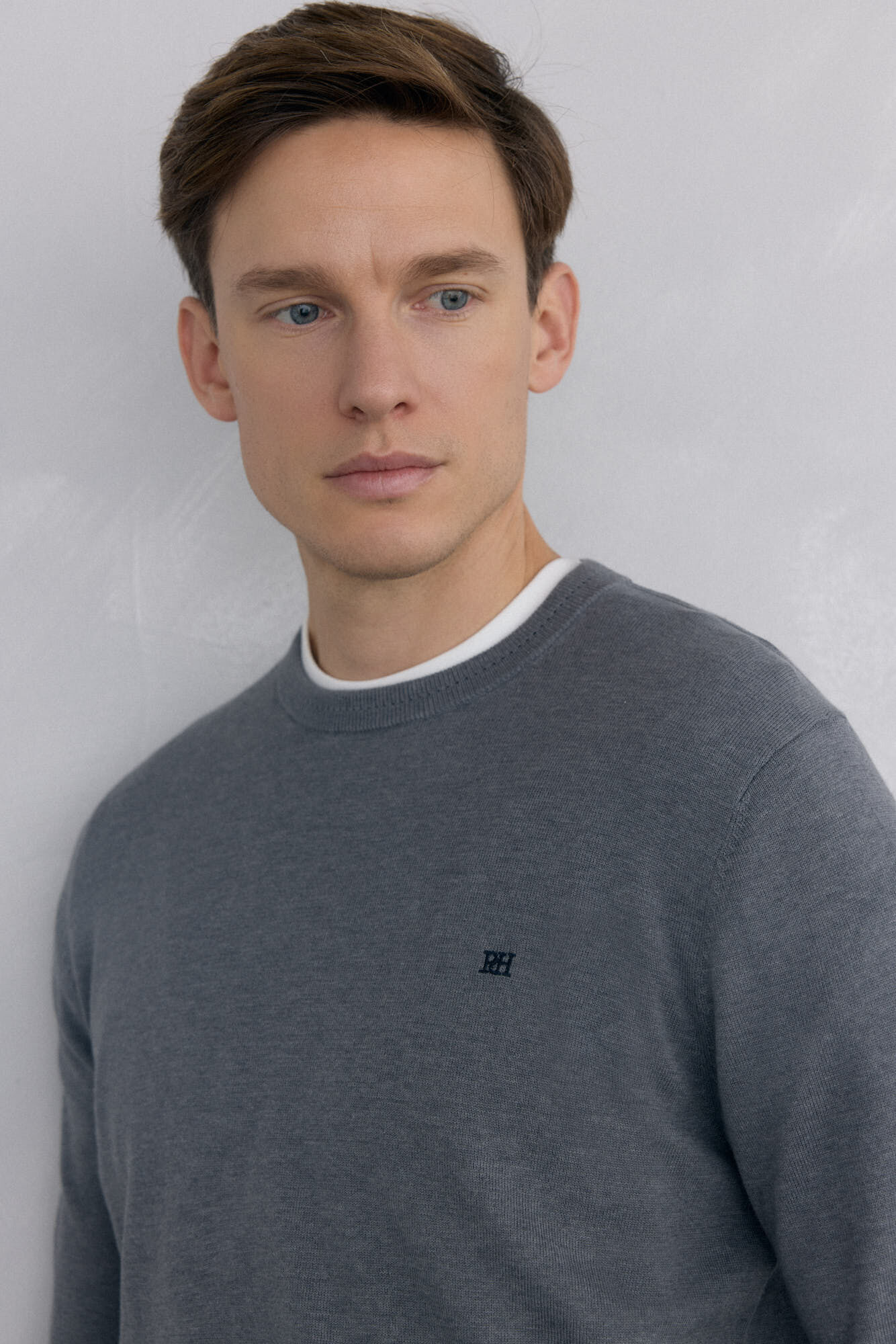 Pedro del Hierro Premium cotton jersey-knit crew neck jumper Grey