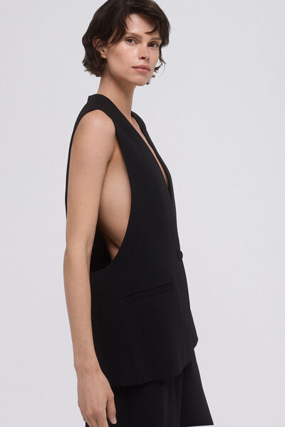 Pedro del Hierro Long button vest Black