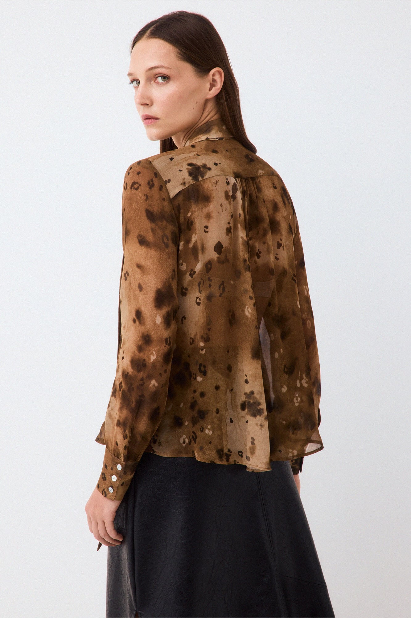 Pedro del Hierro Printed bow blouse Brown