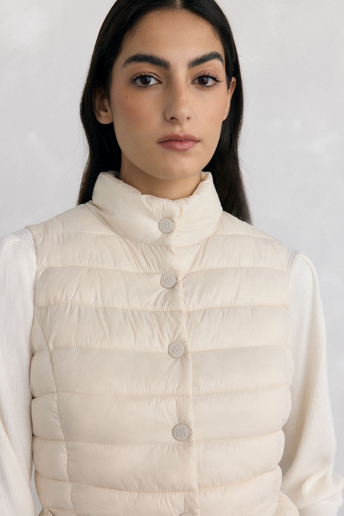 Pedro del Hierro Short peplum vest Ecru