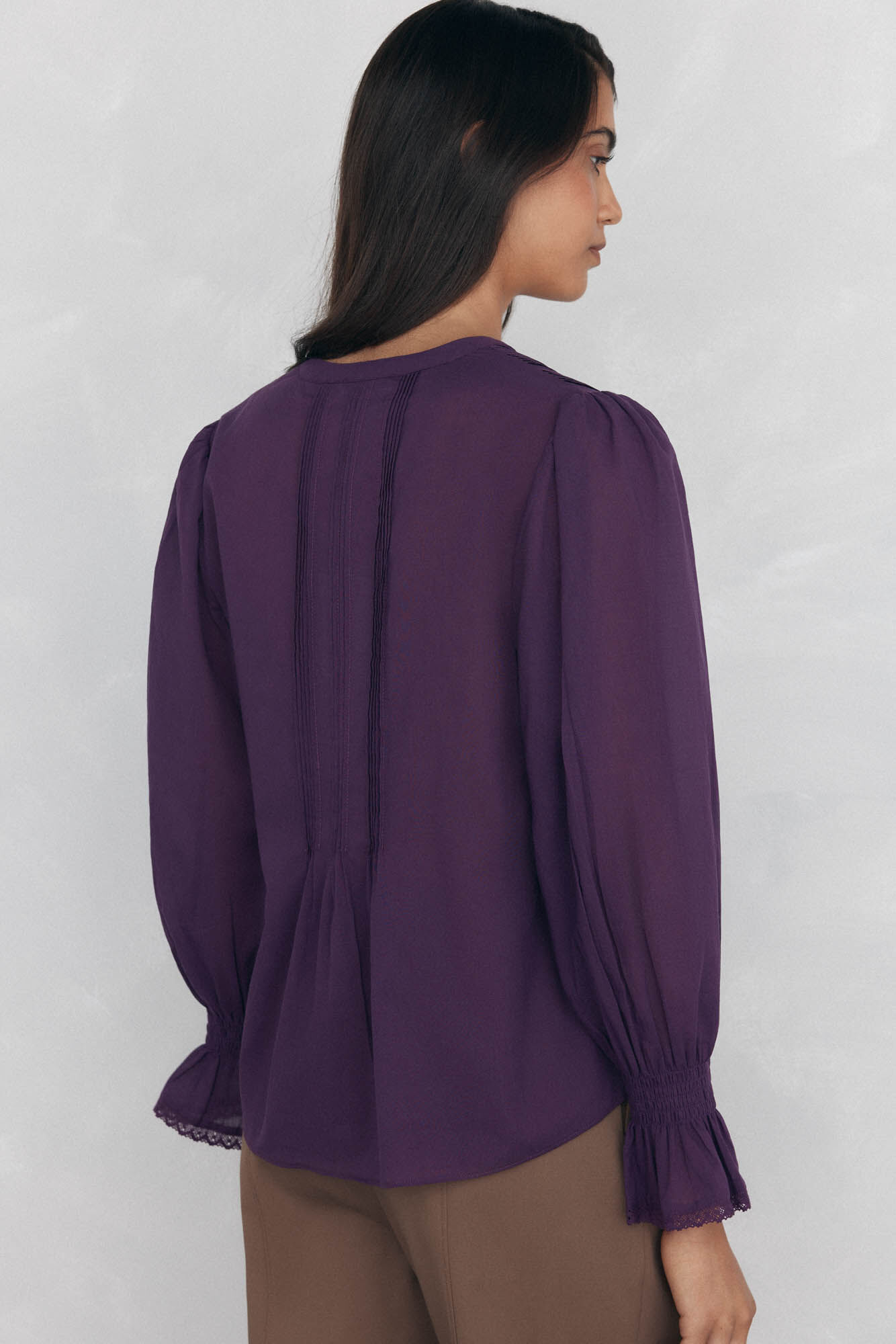 Pedro del Hierro Romantic ruffle blouse Purple