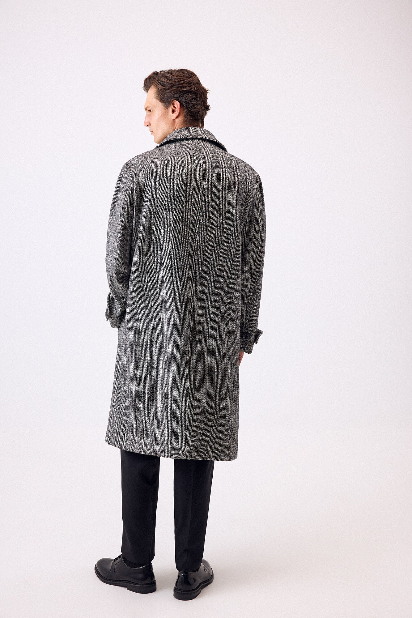Pedro del Hierro Herringbone shirt collar herringbone coat Grey