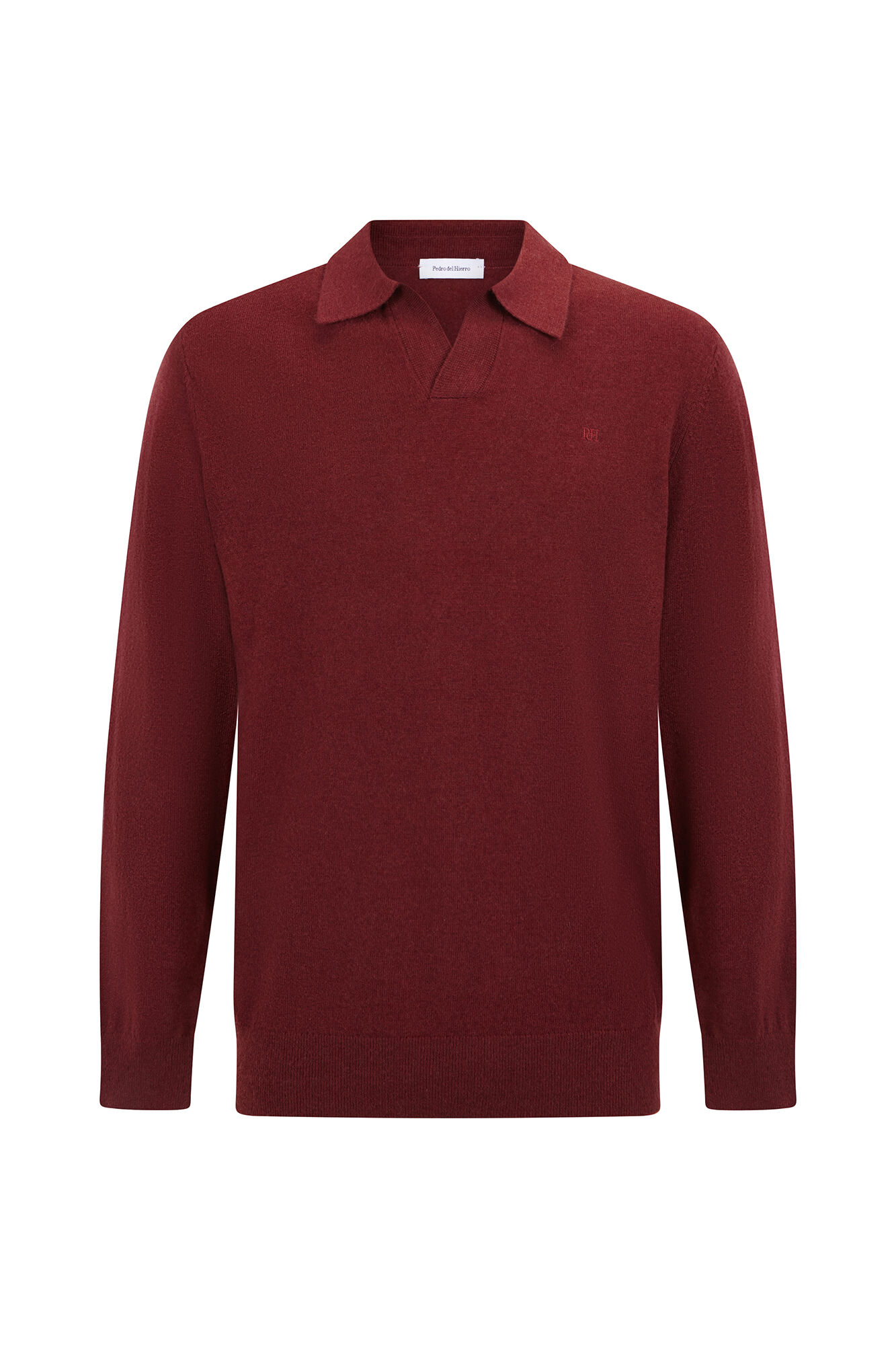 Pedro del Hierro Su&eacute;ter com gola Johnny em l&atilde; merino e cashmere Bordeaux