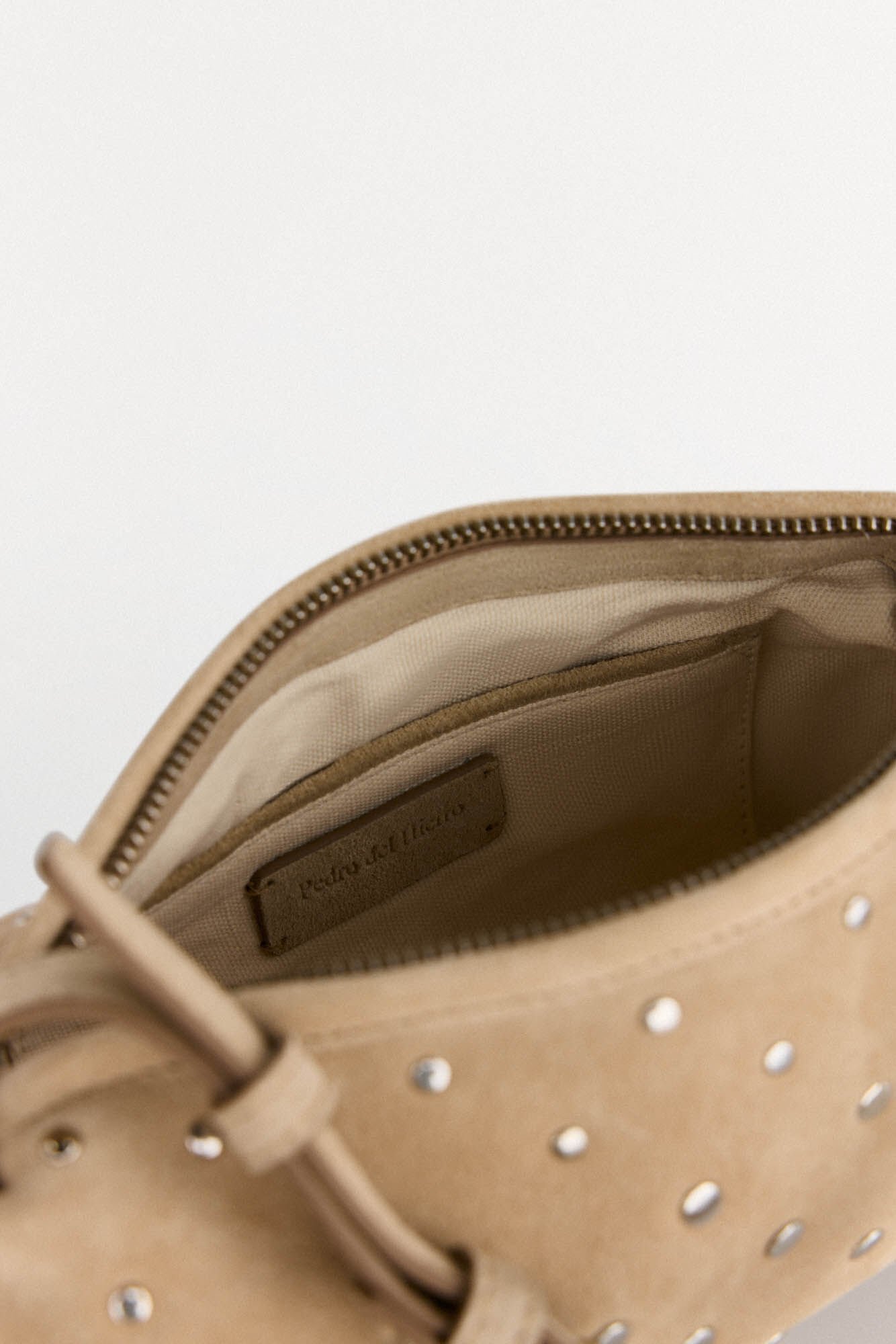 Pedro del Hierro Studded leather shoulder bag Ecru