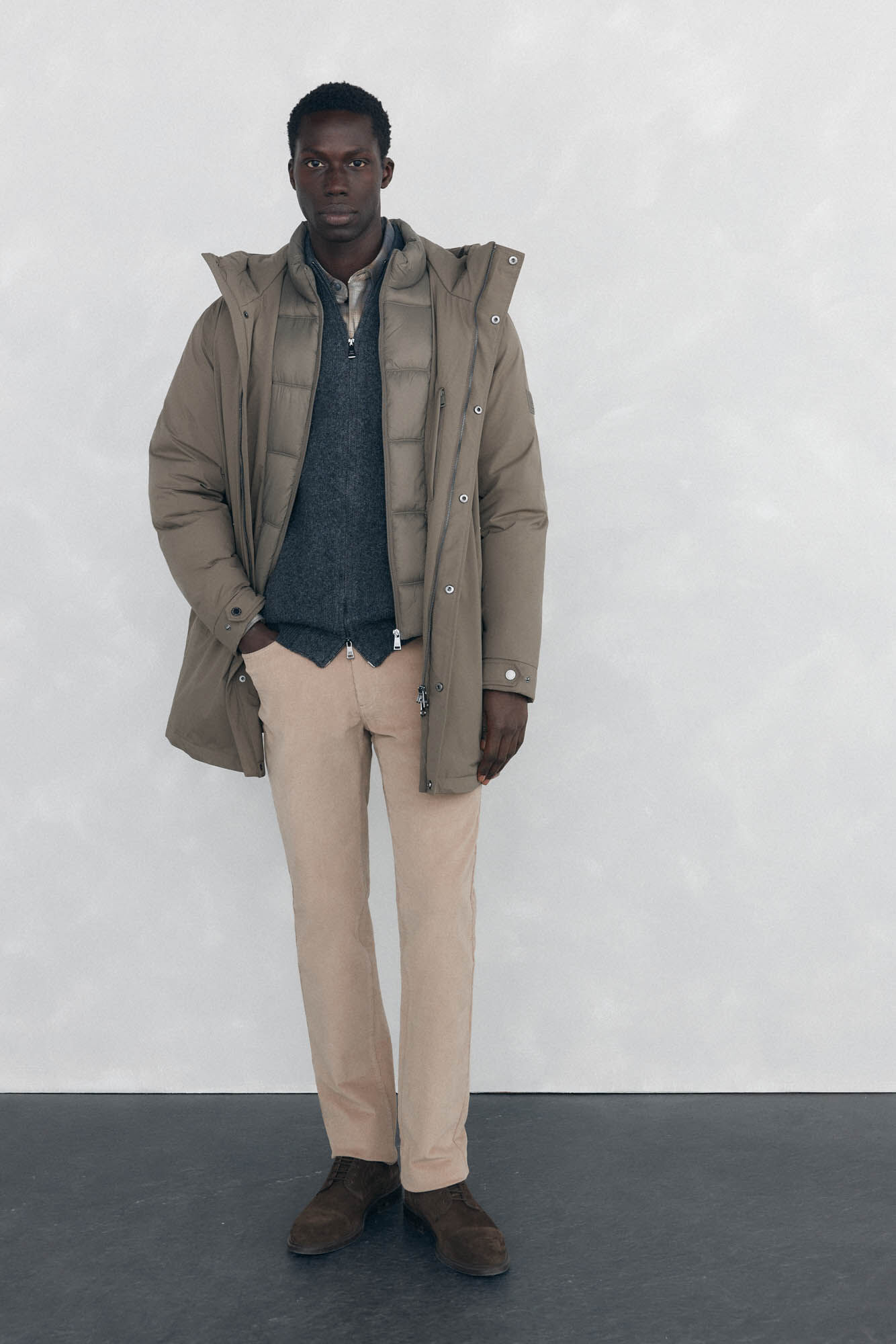 Pedro del Hierro Premium Christmas cotton cardigan with zip fastening fastening Grey