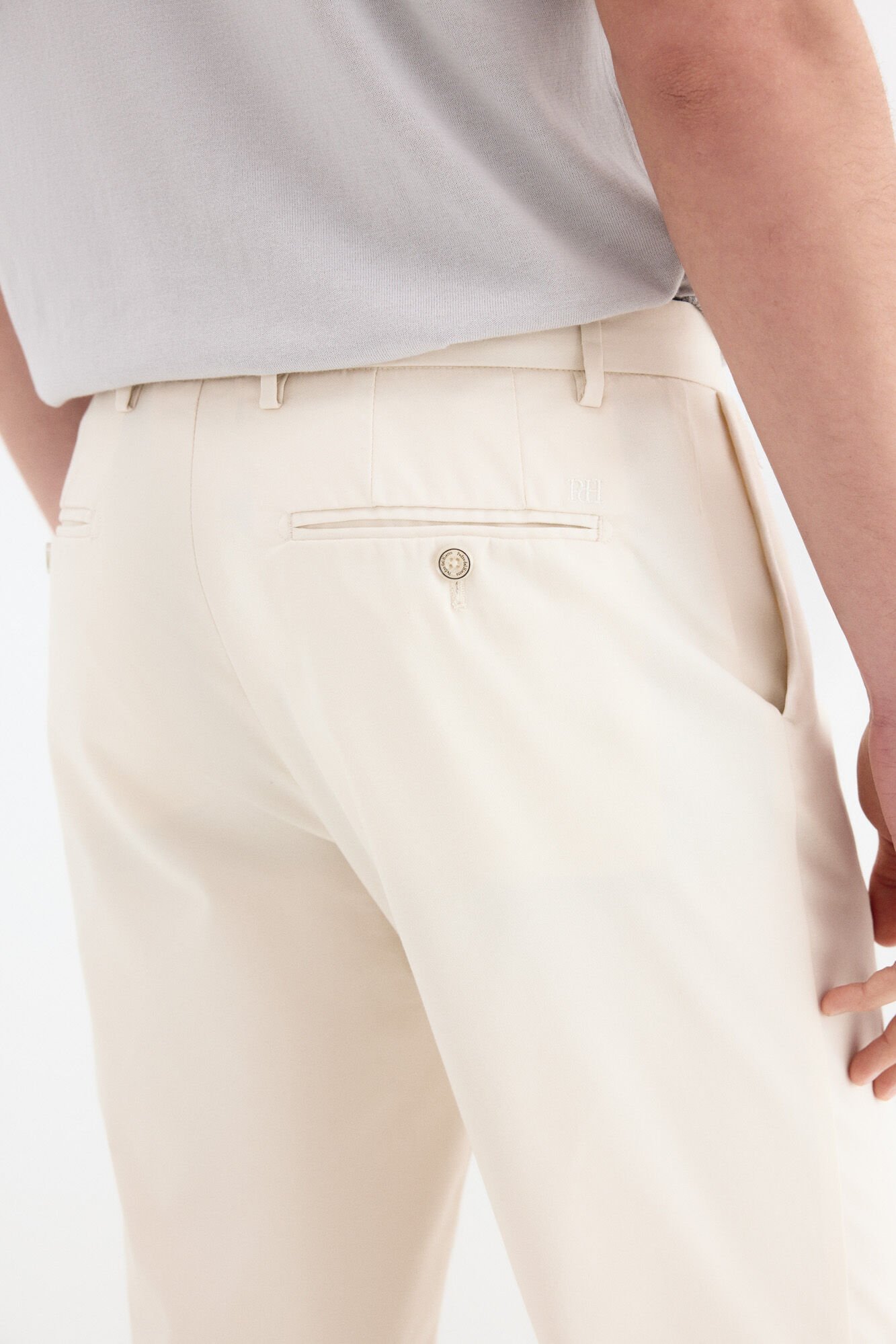 Pedro del Hierro Regular fit dobby structure trousers Ecru