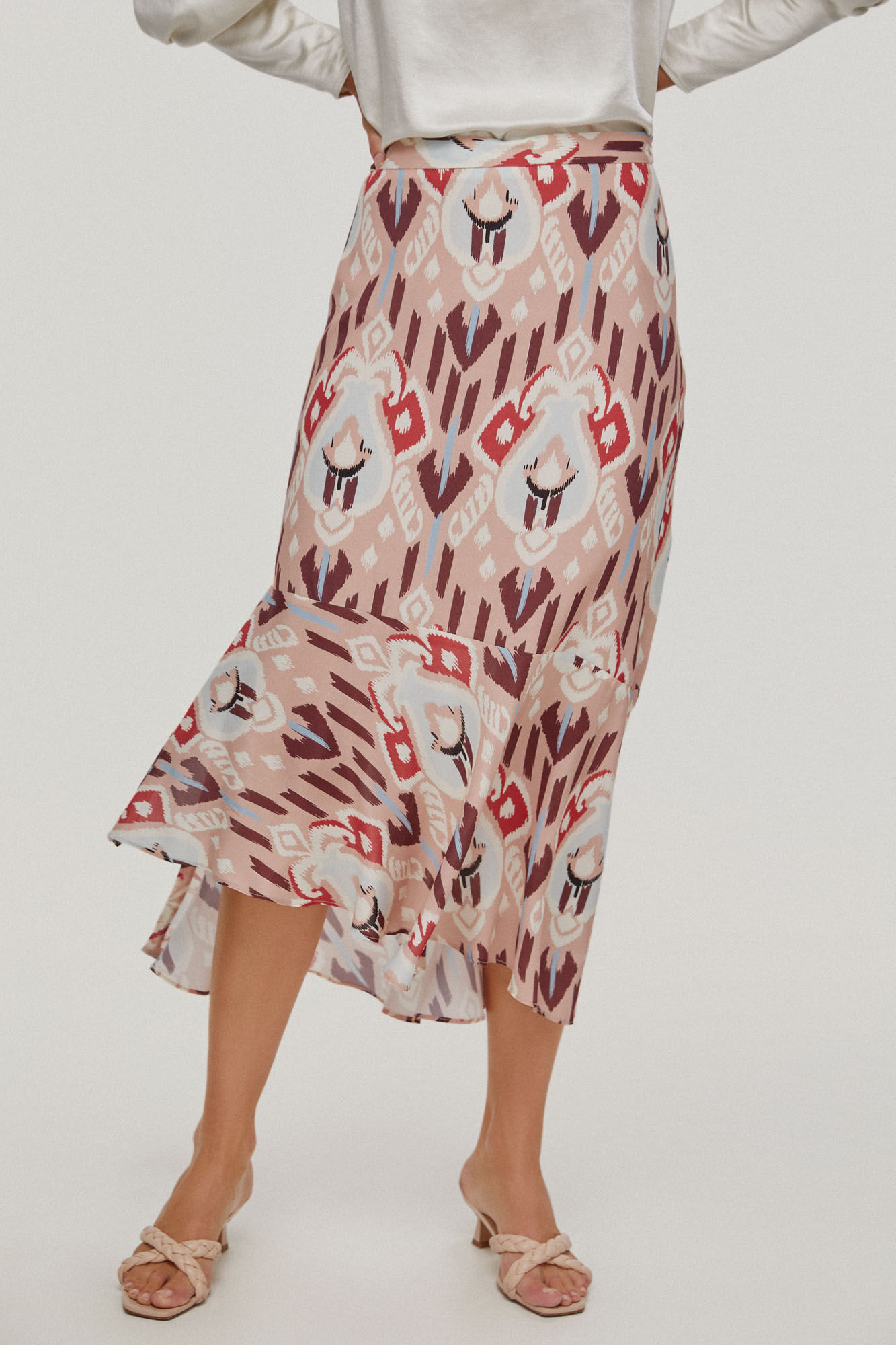 Pedro del Hierro Falda midi estampada. Morado