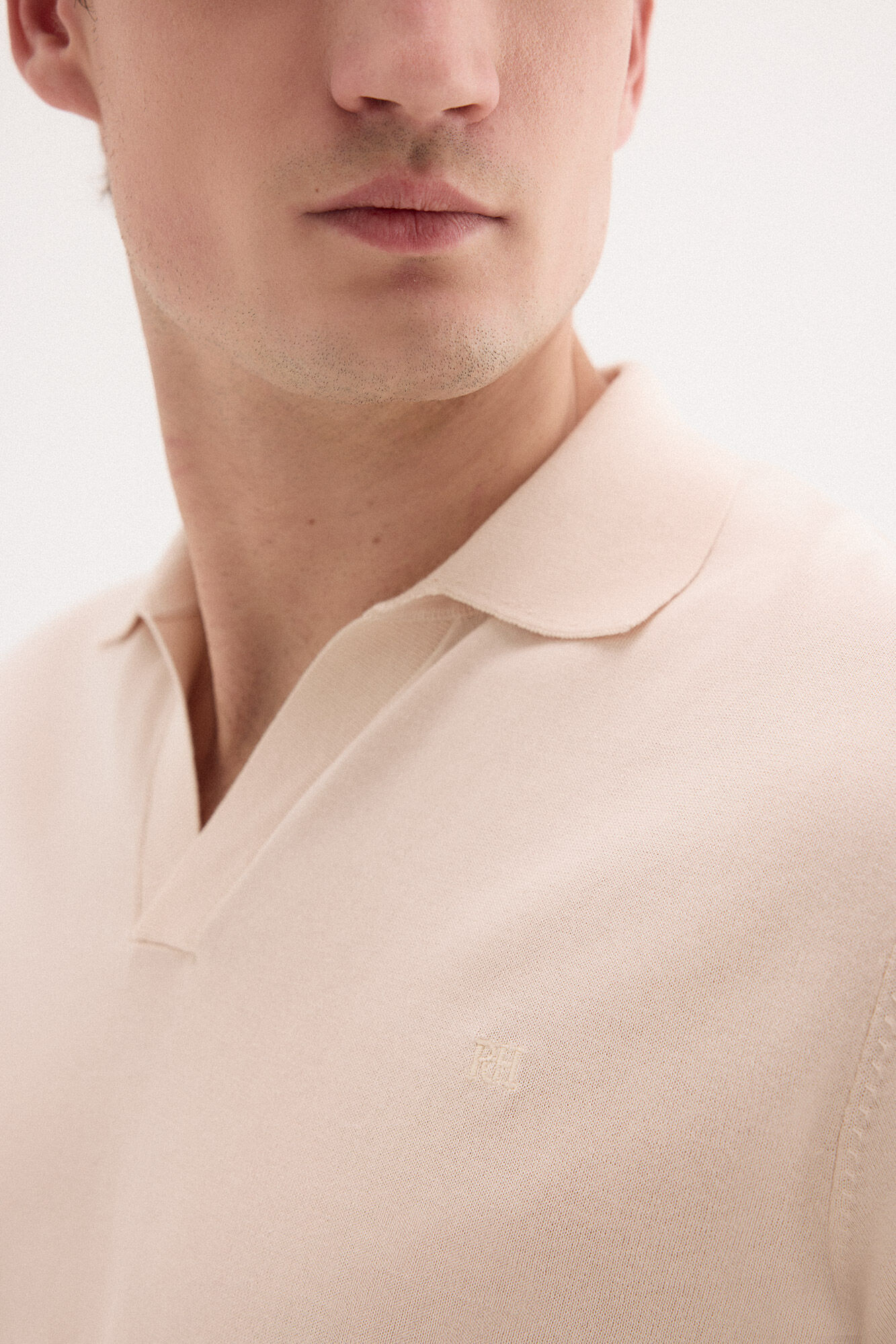 Pedro del Hierro Camisola polo premium manga curta em algod&atilde;o Beige