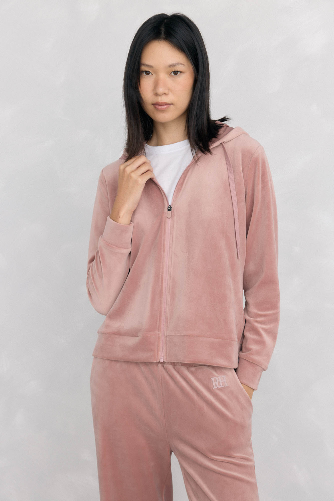 Pedro del Hierro velvet hood activewear sweatshirt