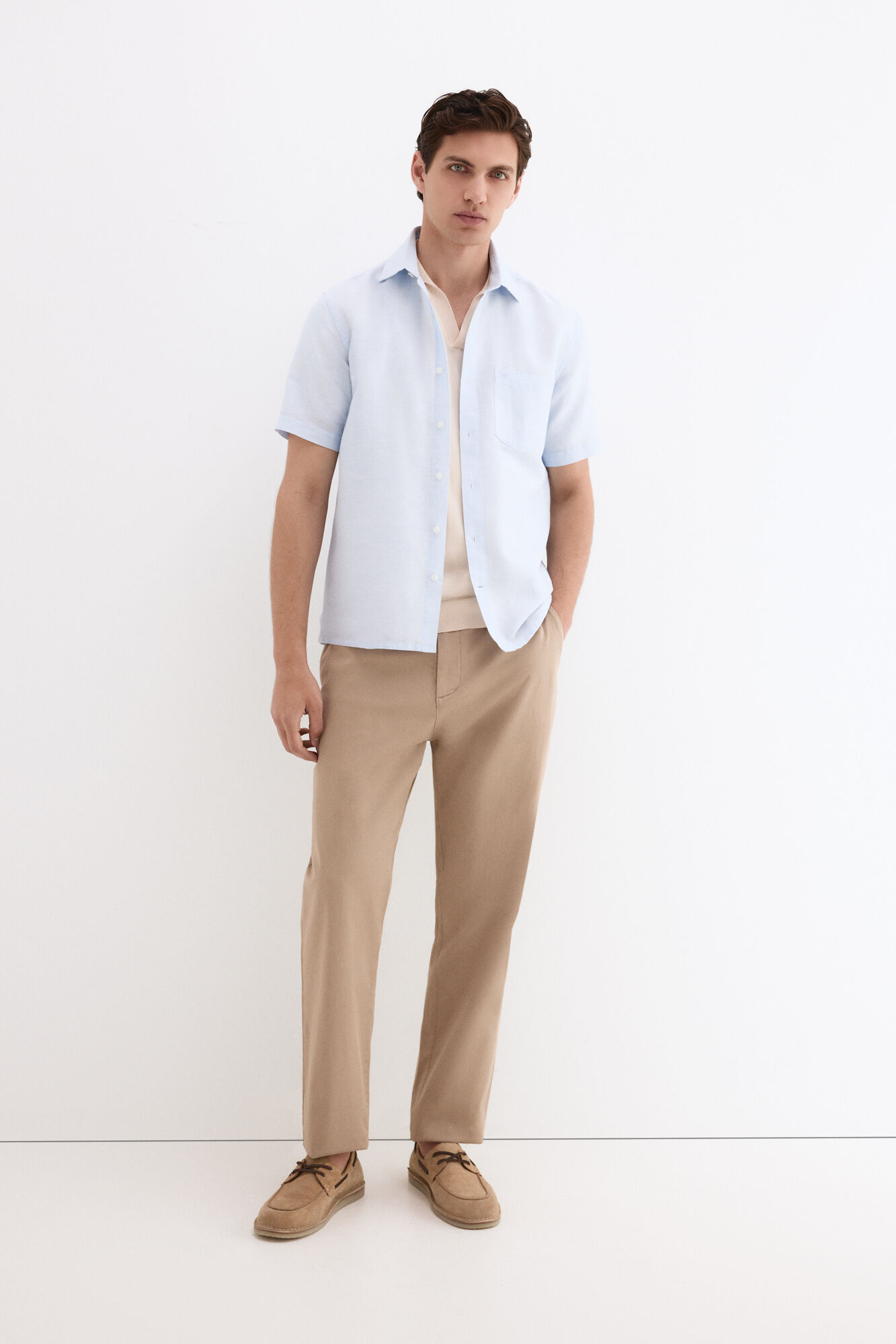 Pedro del Hierro Linen cotton plain shirt