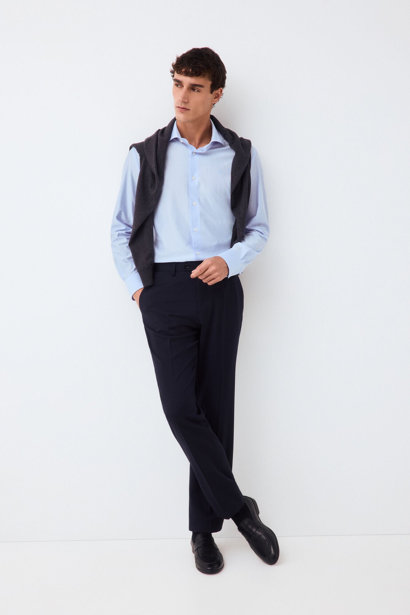 Pedro del Hierro Striped jersey-knit shirt Blue