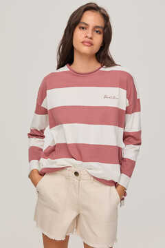Pedro del Hierro Long-sleeved striped T-shirt Pink