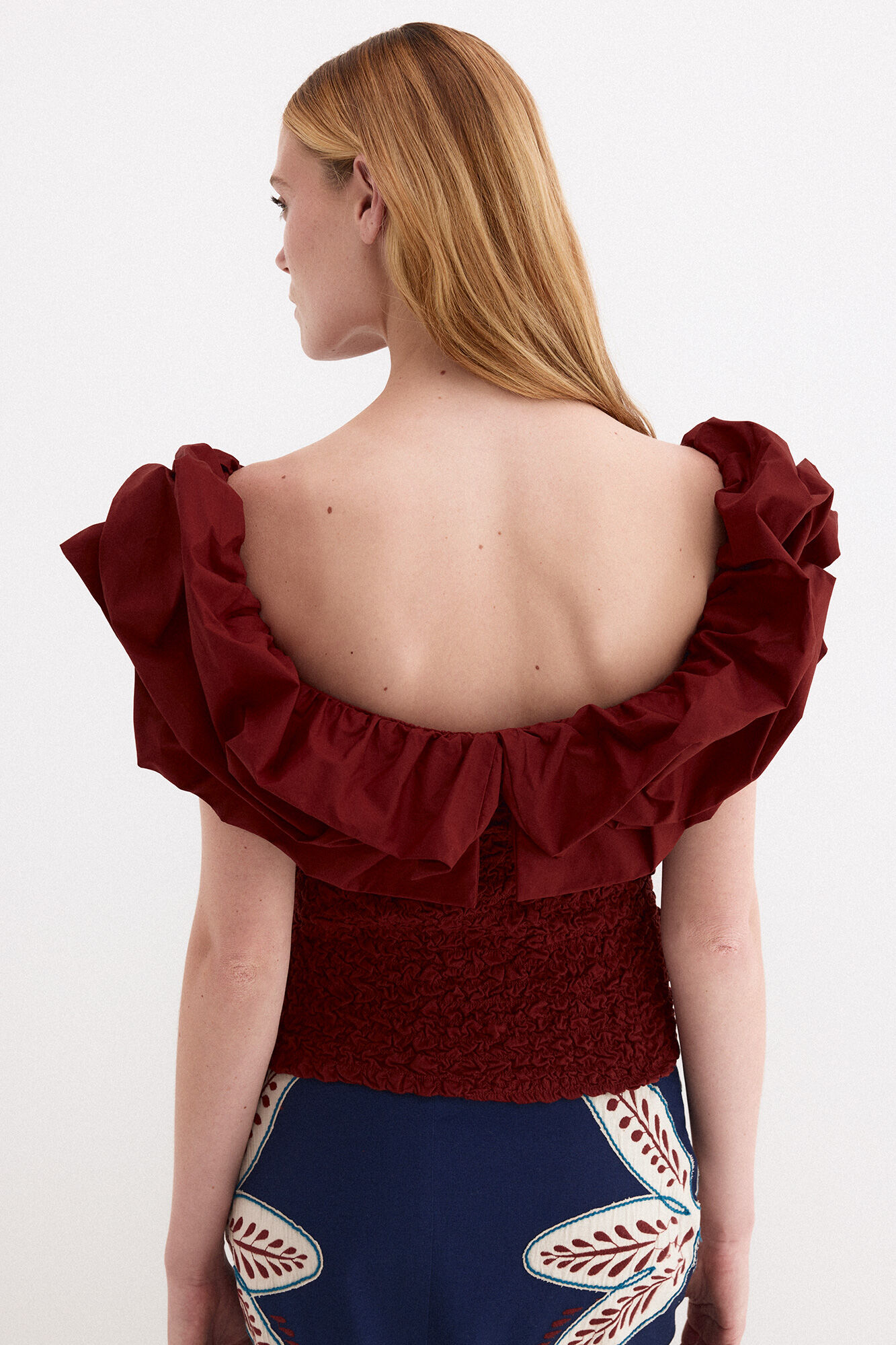 Pedro del Hierro Ruffled T-shirt Brown