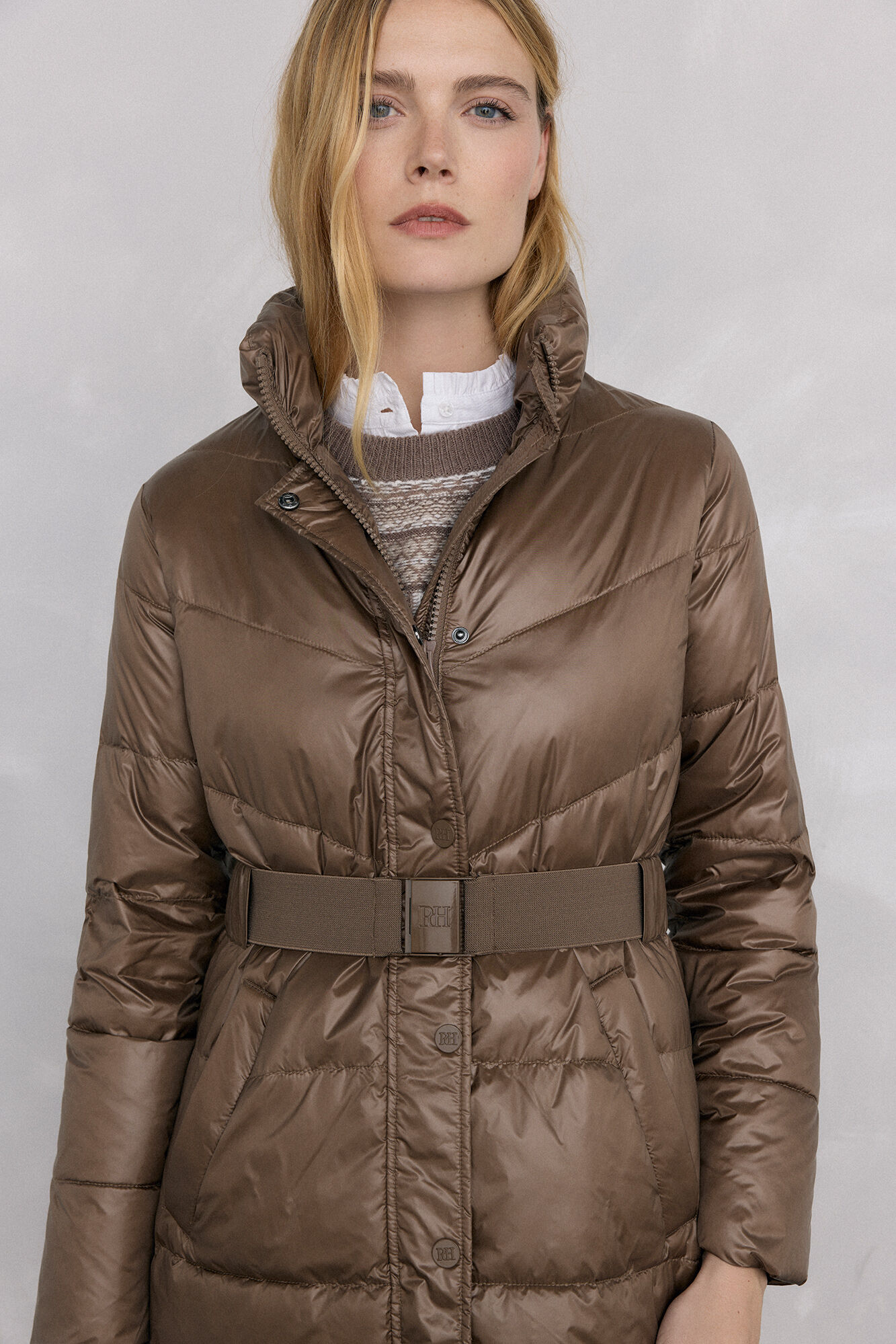 Pedro del Hierro Parka larga cintur&oacute;n