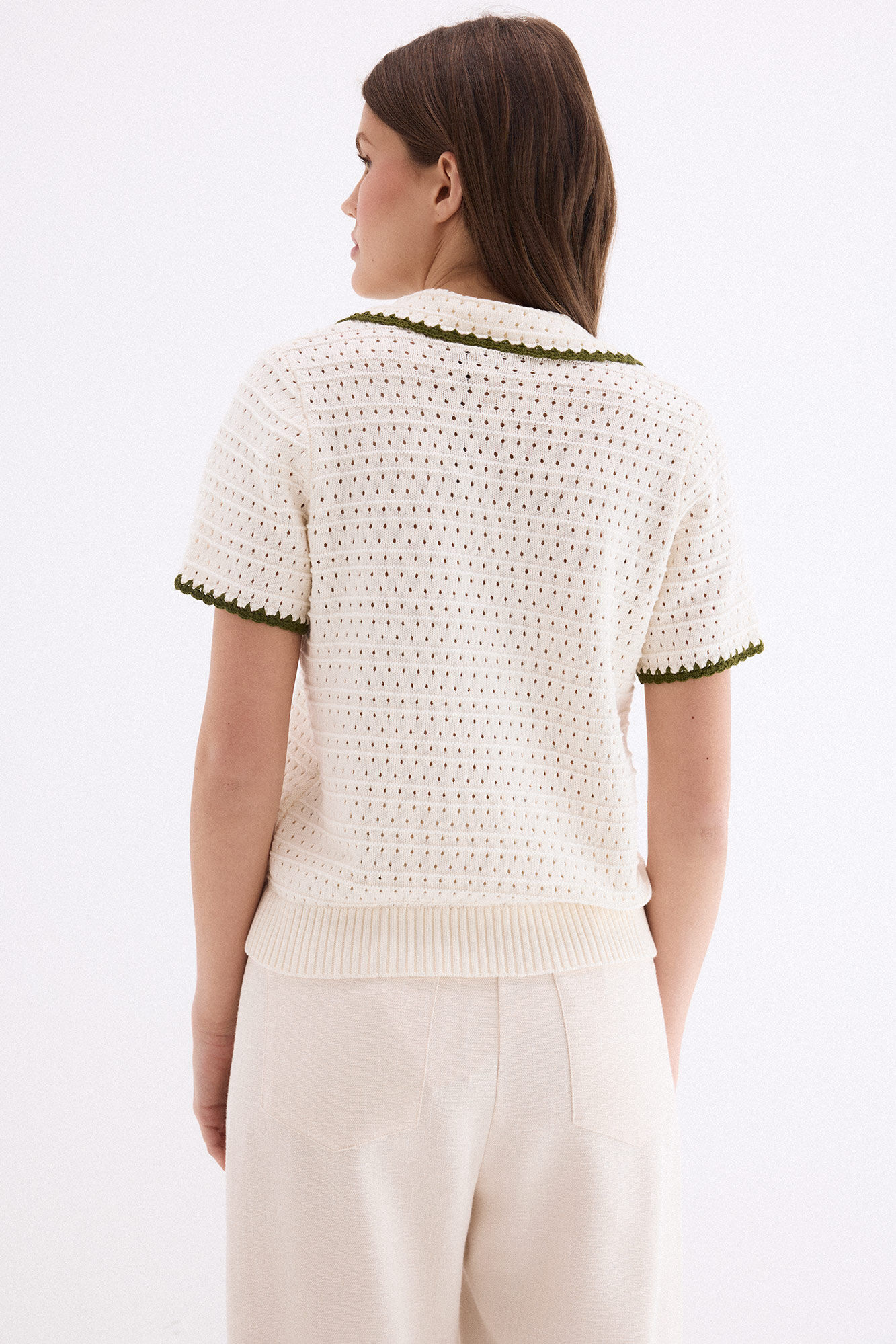 Pedro del Hierro Textured polo neck jumper Ecru