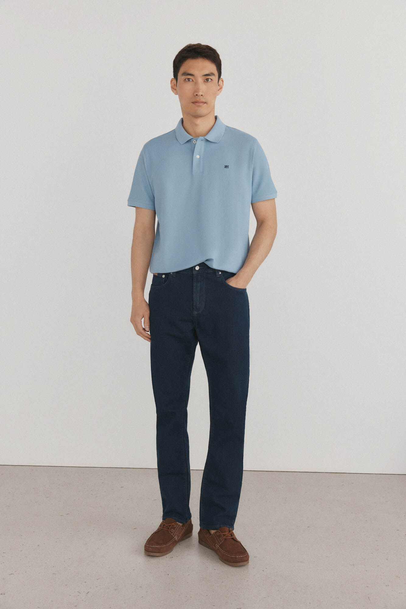 Pedro del Hierro Basic piqu&eacute; polo shirt Blue