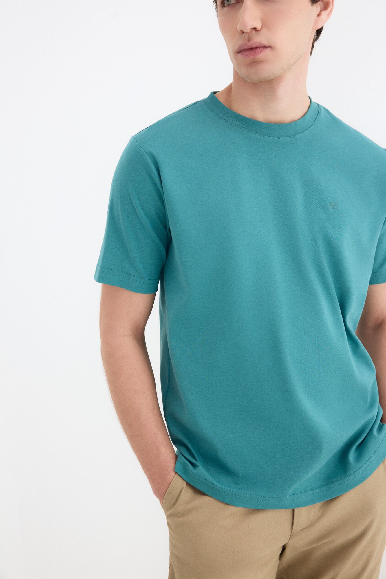 Pedro del Hierro Mercerized T-shirt Turquoise