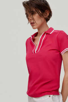 Pedro del Hierro Open neck short-sleeved polo shirt Pink