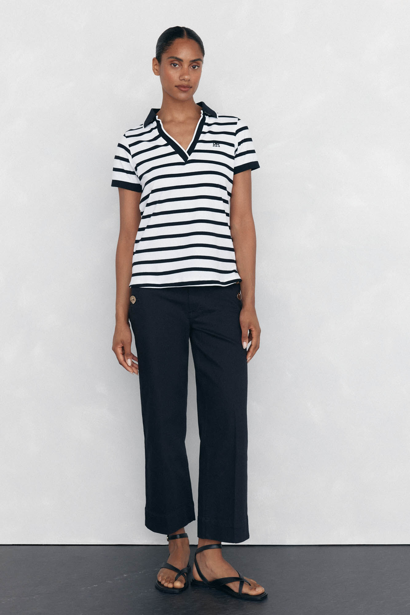 Pedro del Hierro Short-sleeved stripy polo shirt White