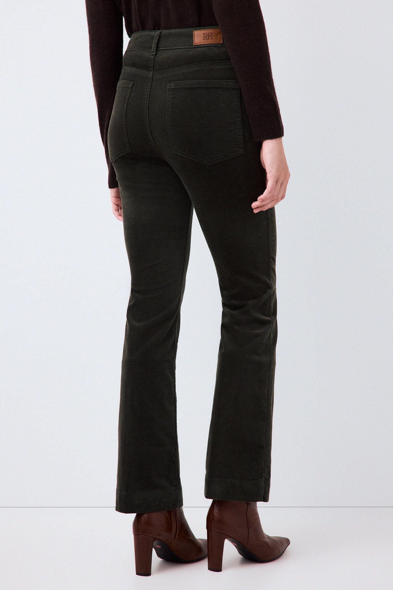 Pedro del Hierro Velvet flare trousers Green