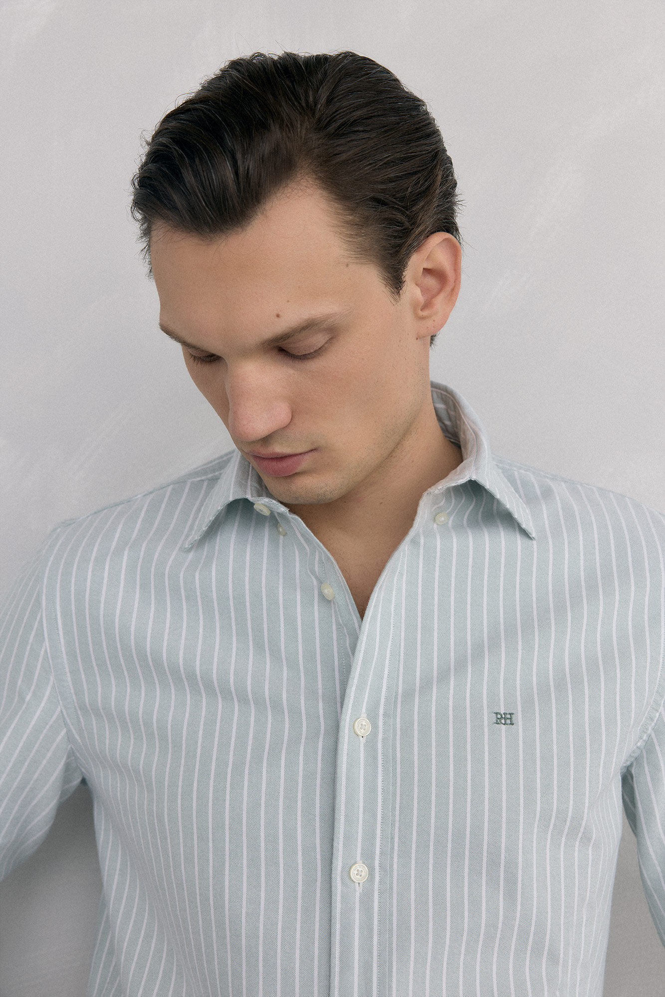 Pedro del Hierro Camisa ic&oacute;nica oxford &agrave;s riscas Verde