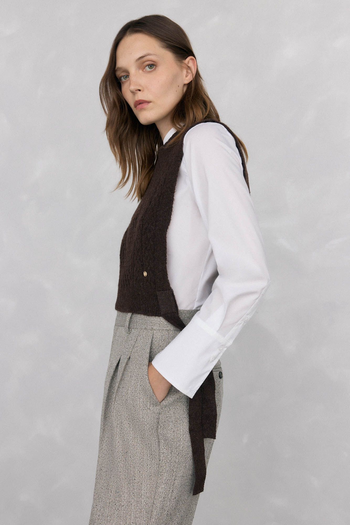 Pedro del Hierro Colete de malha Marrom