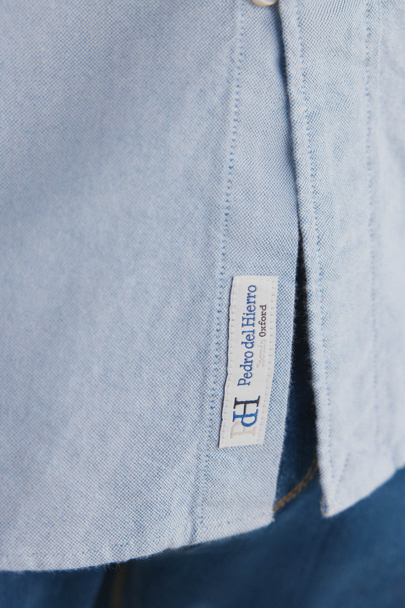 Pedro del Hierro Camisa oxford liso e ic&ocirc;nica Azul
