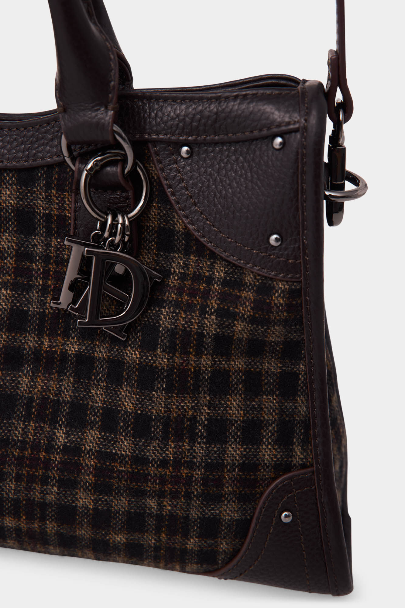 Pedro del Hierro Plaid medium handbag Brown