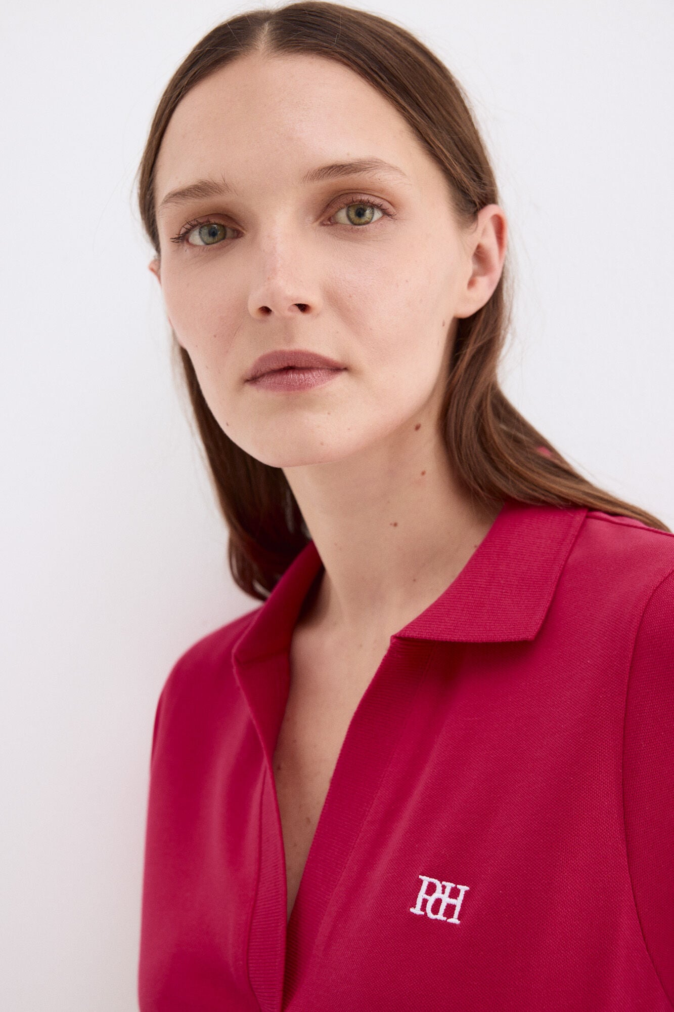Pedro del Hierro Short sleeve polo shirt with stand-up collar Pink