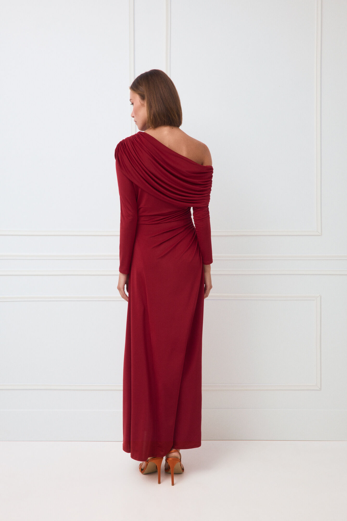 TFP by Tamara Falc&oacute; Draped asymmetric dress Red