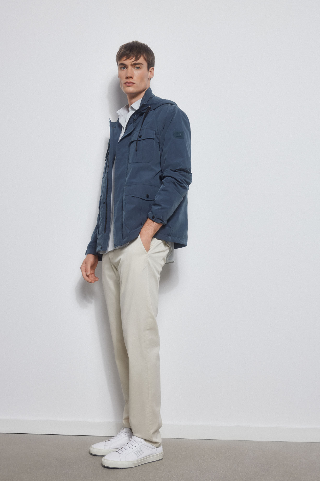 Pedro del Hierro Technical hooded jacket Blue