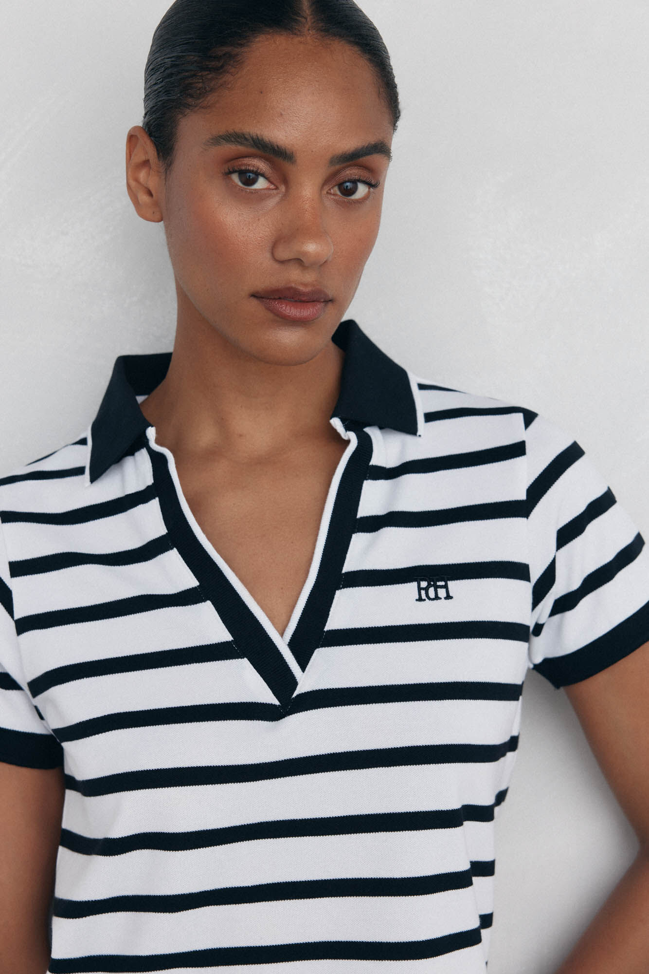 Pedro del Hierro Short-sleeved stripy polo shirt White