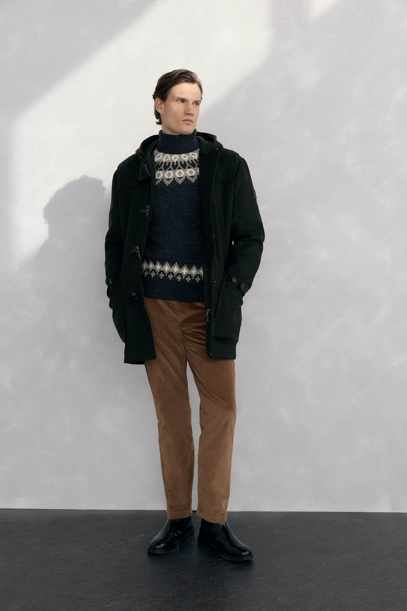 Pedro del Hierro Wool trench coat with alamares Green