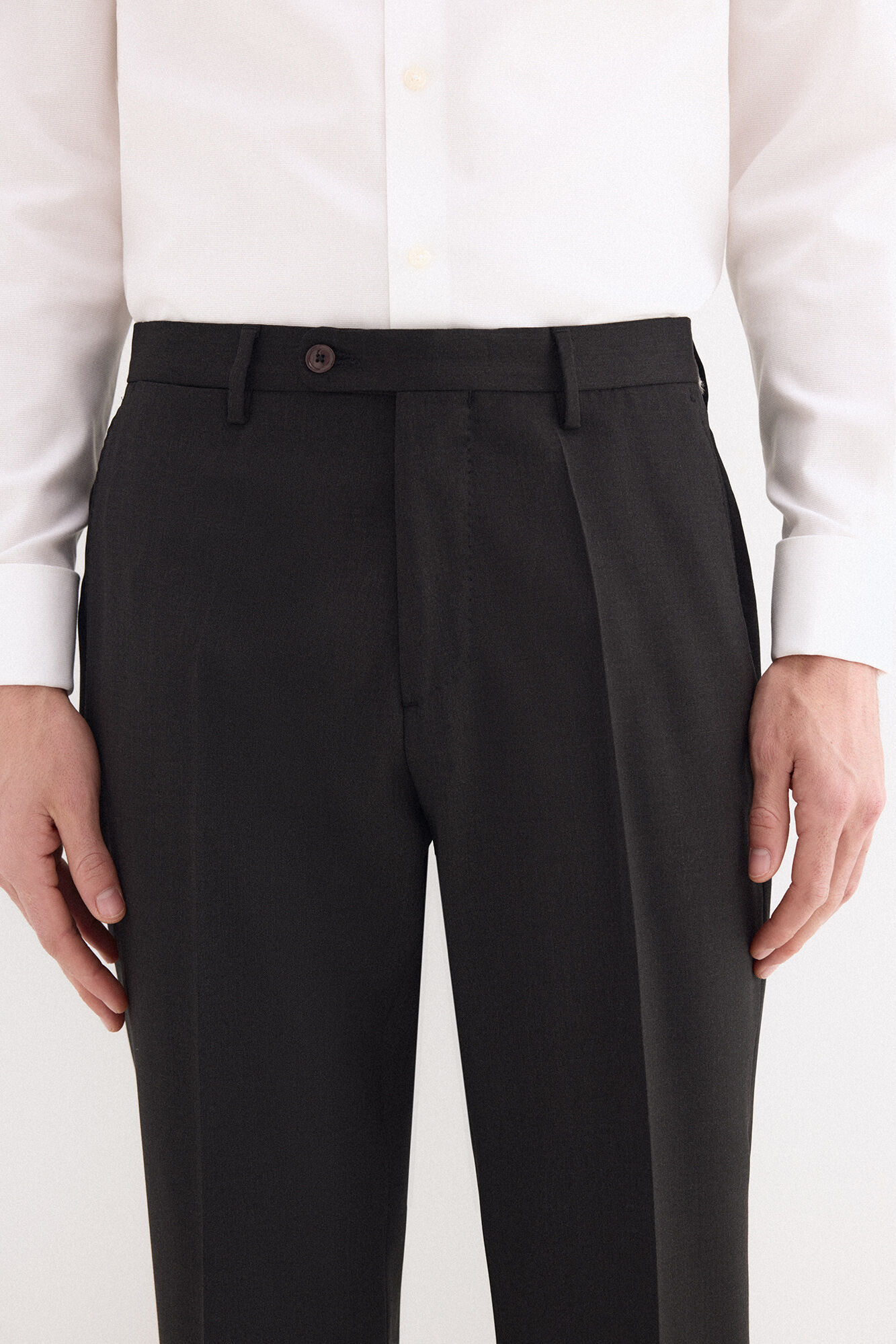 Pedro del Hierro Plain bi-stretch tailored trousers Grey
