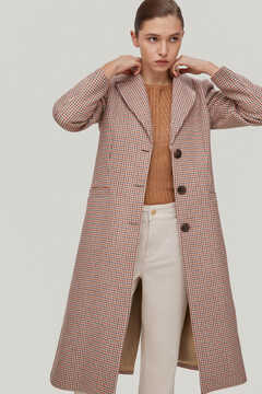Pedro del Hierro Double-breasted houndstooth coat. Brown