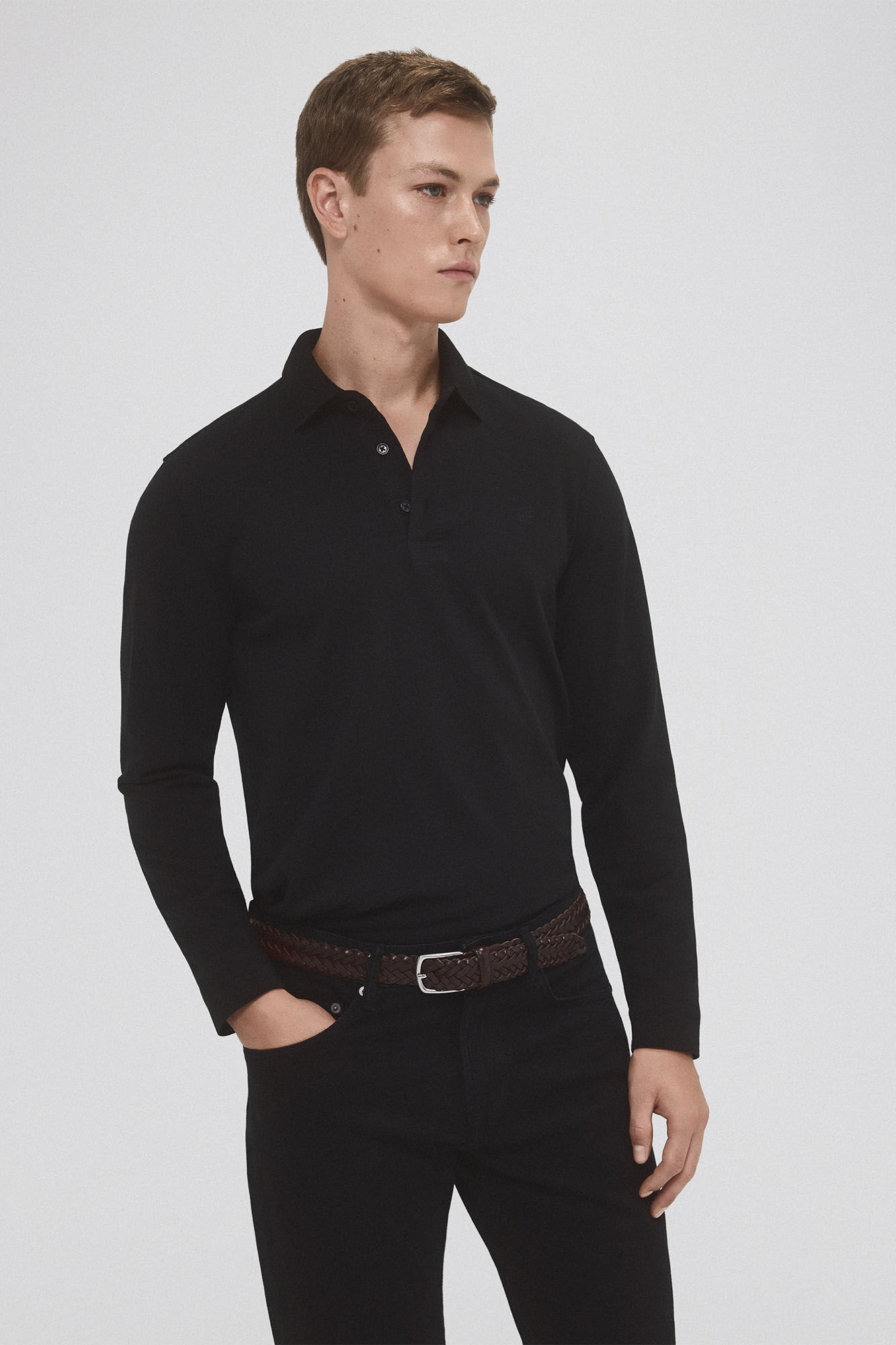 Pedro del Hierro Long-sleeved polo shirt  Black