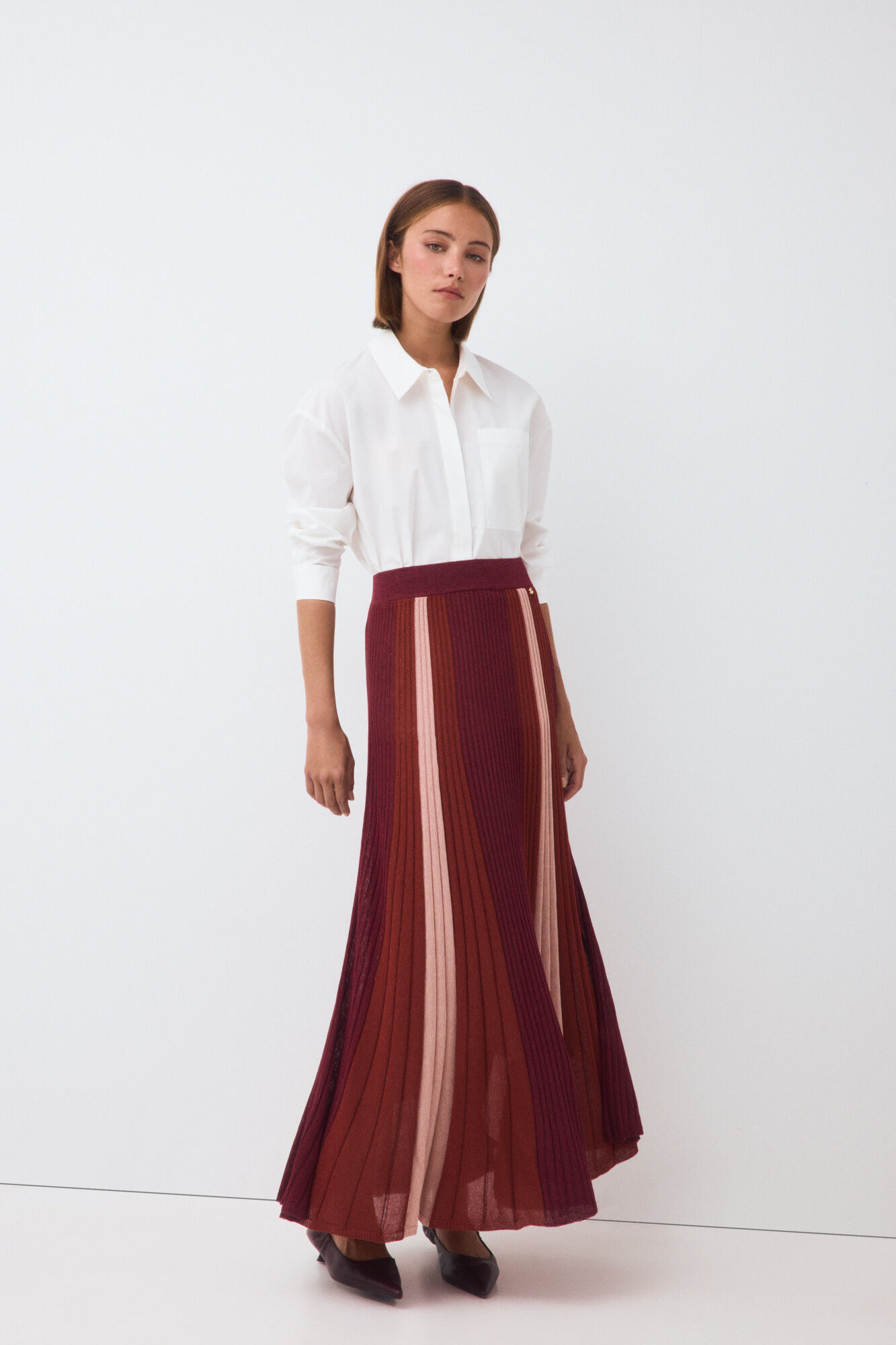 Pedro del Hierro Multicoloured lurex knit pleated skirt