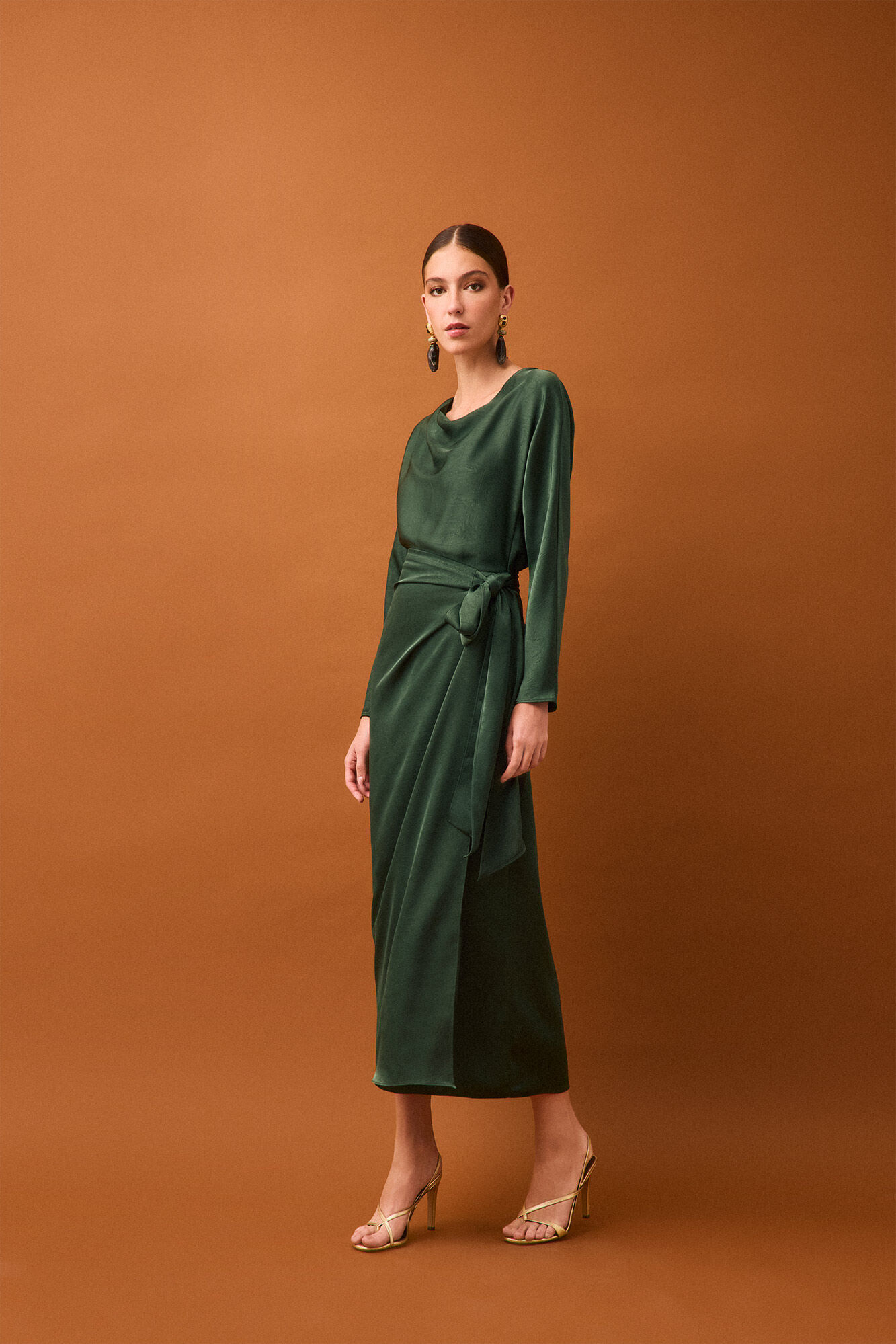 Pedro del Hierro Wrap effect long sleeve dress Green