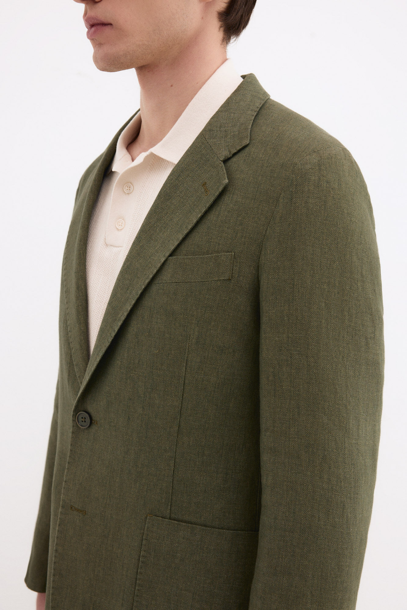 Pedro del Hierro Blazer espiga em linho Verde