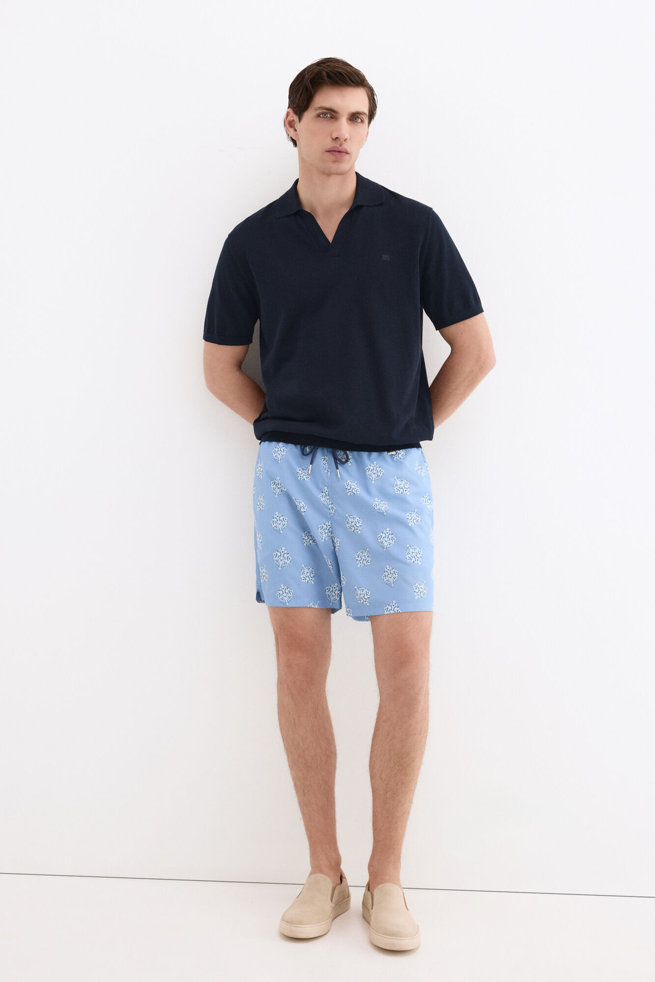 Pedro del Hierro Fato de banho estampado &eacute;tnico Azul