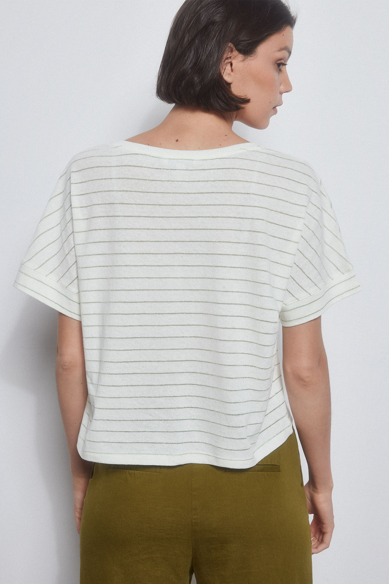 Pedro del Hierro Camiseta listrada manga curta Amarelo