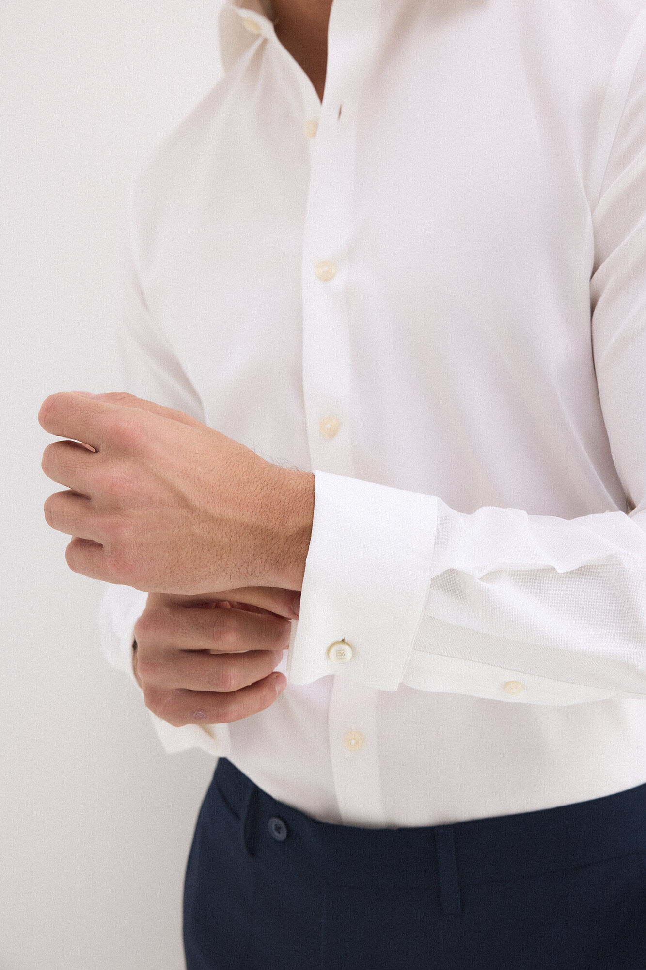Pedro del Hierro Plain slim fit non-iron stain-resistant French cuff shirt White