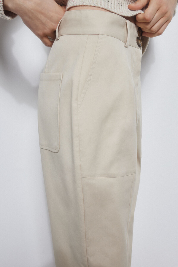 Pedro del Hierro Trousers with adjustable darts on the hem Beige