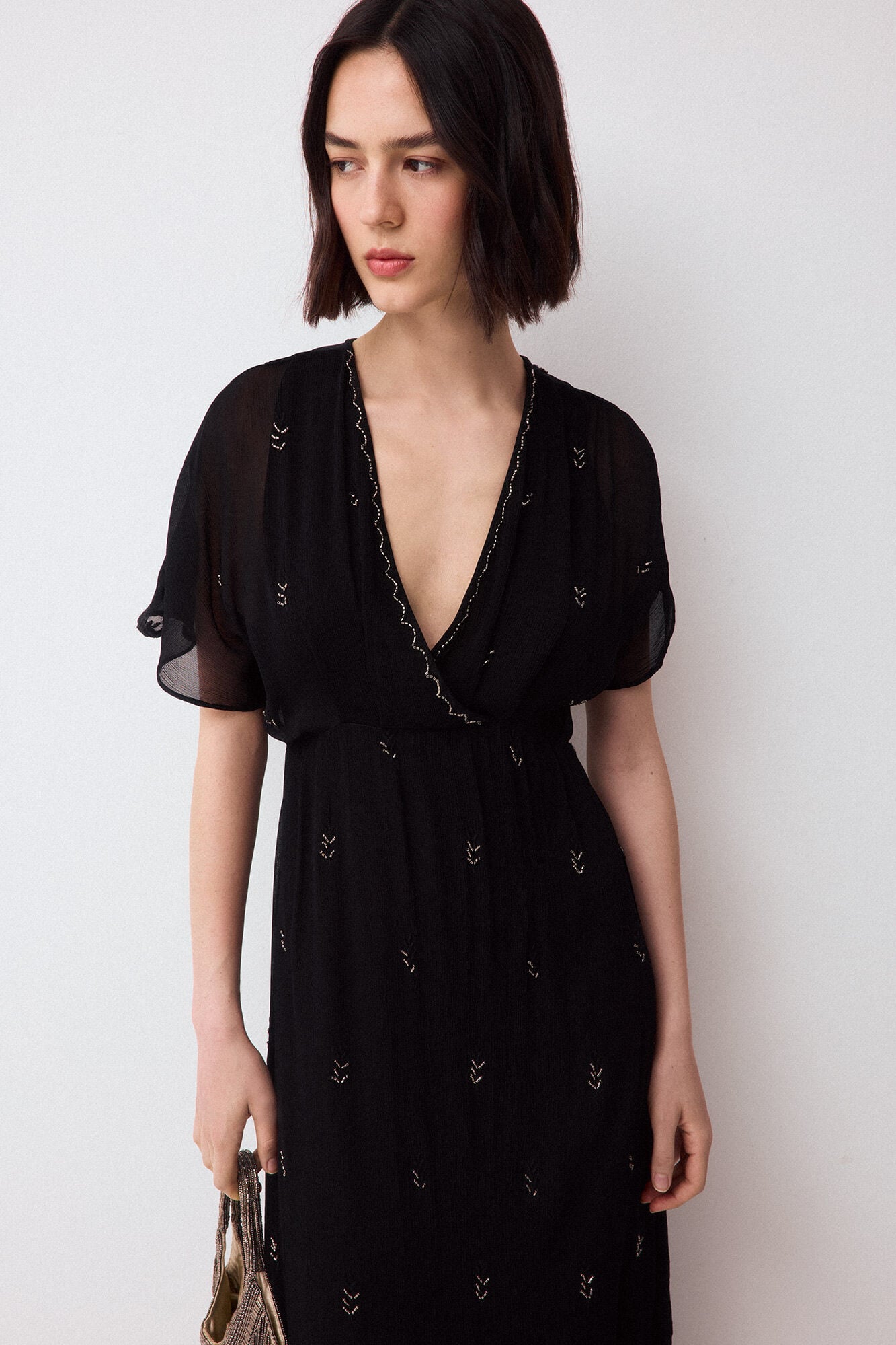 Pedro del Hierro Fluid gemstone detail dress Black