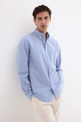 Pedro del Hierro Seersucker striped shirt Blue